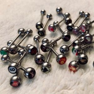 60-Logo Tongue Rings Body Jewelry Barbell Piercing